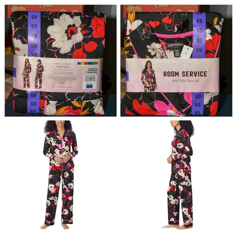 Room Service Women's Shawl Collar Pajama Set